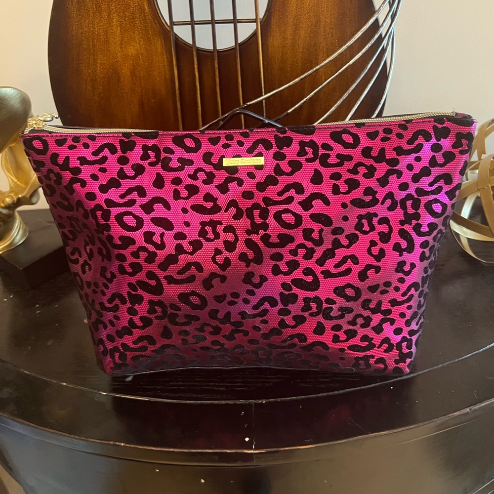 🖤 Juicy Couture Leopard Print Hot Pink & Black Cosmetic Bag / Pouch